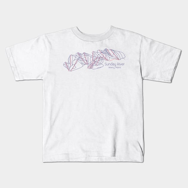 Sunday River Trail Map Kids T-Shirt by ChasingGnarnia